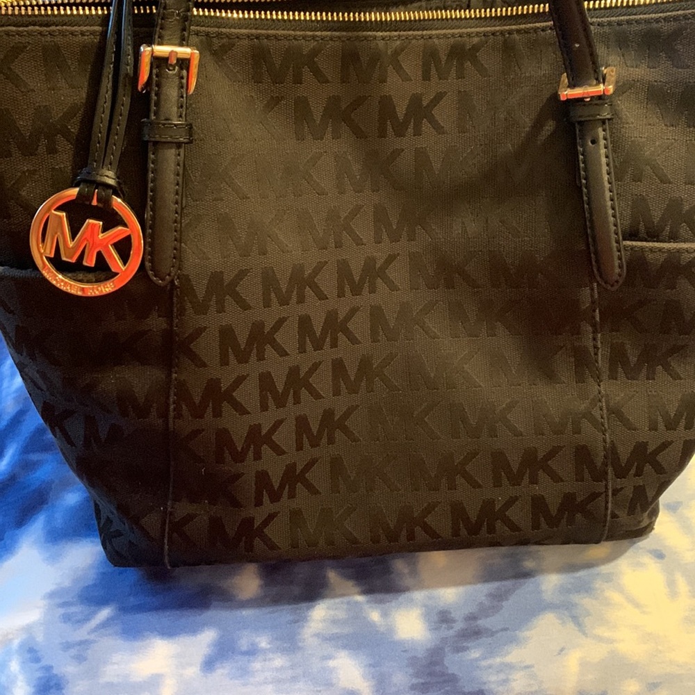 black with MK stitching and gold accent zippers and emblems - Picture 2 of 4